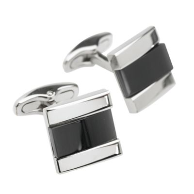 Grey cat eye square wedge cufflinks