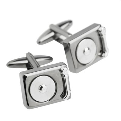 Silver record player cufflinks