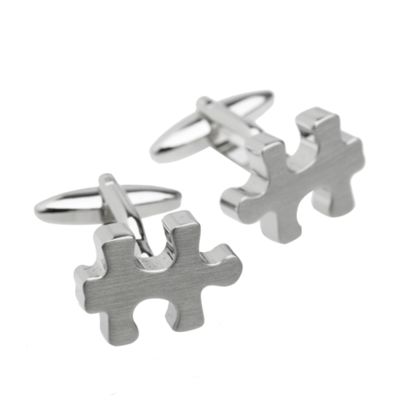 Silver jigsaw cufflinks