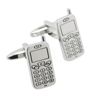 Silver mobile phone cufflinks