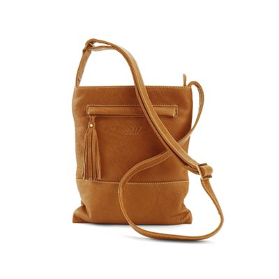 Osprey Tan 'Stanton' tassle zip across body bag