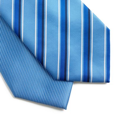 Pack of two light blue stripe and plain ties