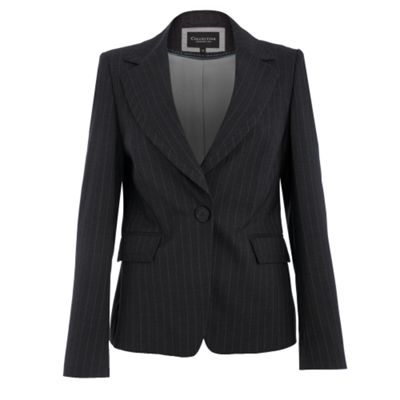 Petite grey pin stripe suit jacket