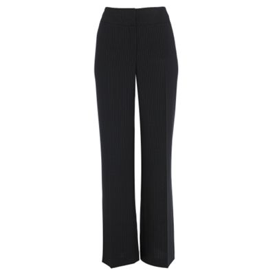 Black washed pin stripe suit trousers