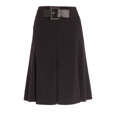 Black belt detail seamed skirt