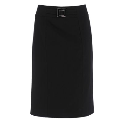 Collection Black enamel buckle pencil skirt