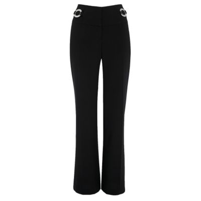 Black double ring boot cut trousers