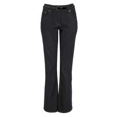 Dark indigo belted jeans