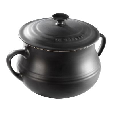 Black satin large bean pot