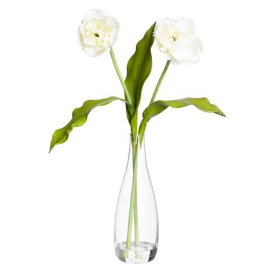 Cream tulips in bud vase