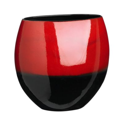 Red reactive half moon vase