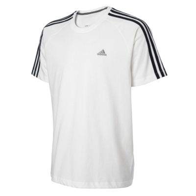 Adidas White 3 stripe crew neck t-shirt
