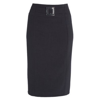 Petite Collection Petite black enamel buckle skirt