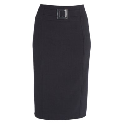 Grey enamel buckle pencil skirt