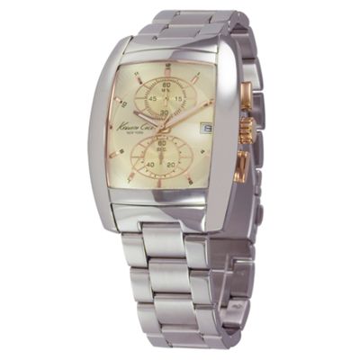 Men's cream & gold coloured dial watch