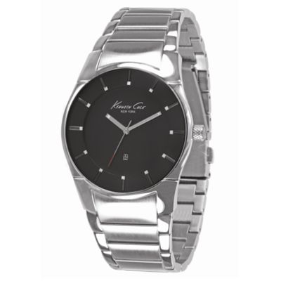 Kenneth Cole Mens black dial stainless steel bracelet