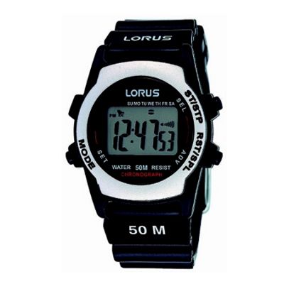 Lorus Kids round black dial digital watch
