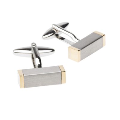 Silver two tone bar cufflinks
