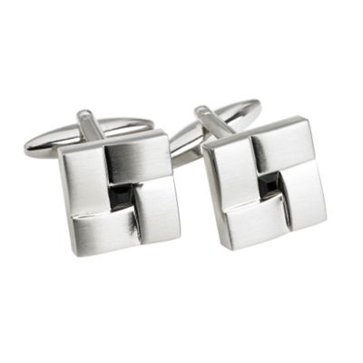 Silver layered square cufflinks