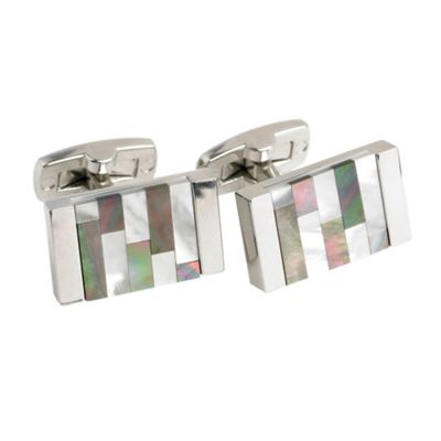 J by Jasper Conran Grey Mother of Pearl steps cufflinks