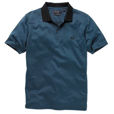 Turquoise herringbone mercerised golf polo shirt
