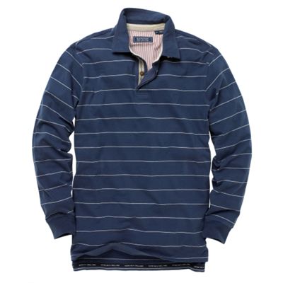 Maine New England Navy stripe long sleeve rugby shirt