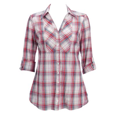 Maternity white checked oversized shirt