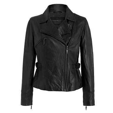 Black leather biker jacket