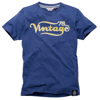 Jack and Jones Blue Vintage 75 print t-shirt