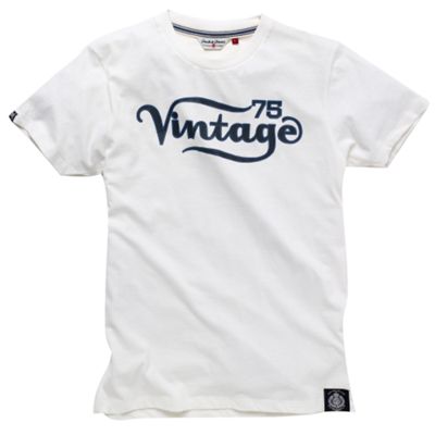White Vintage 75 print t-shirt