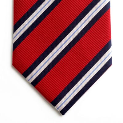 Red rib navy stripe silk tie