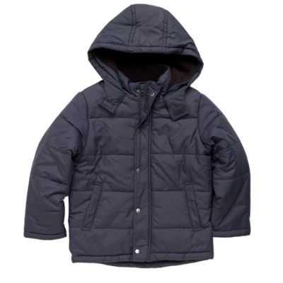 Dark grey padded jacket with hood