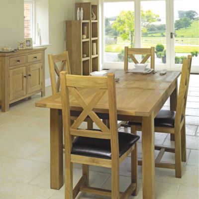 Oakham large dining table with six oak chairs