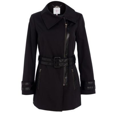 J by Jasper Conran Black asymmetric zip coat