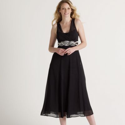 Petite black 'Wave' embellished maxi dress