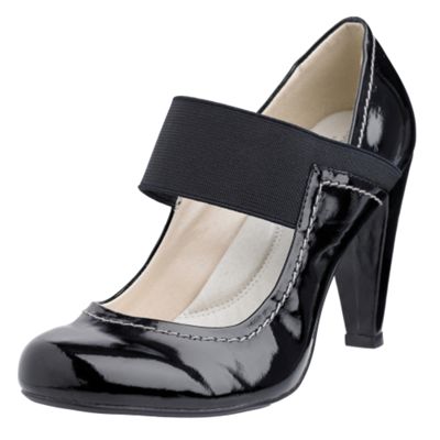 Black elastic bar court shoes