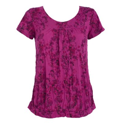 Rose print crinkle t-shirt