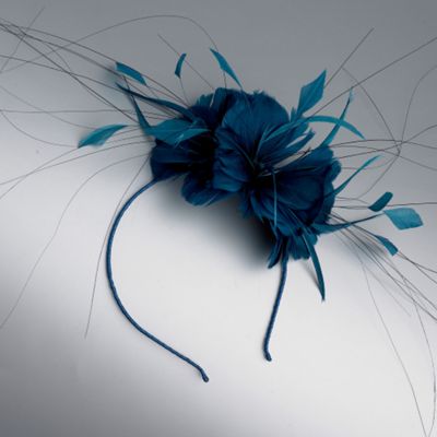 Teal flower & feather head band