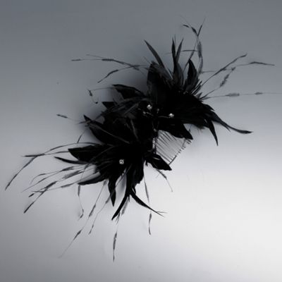 Black triple flower crystal comb