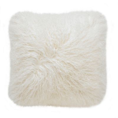 Cream Mongolian fur cushion