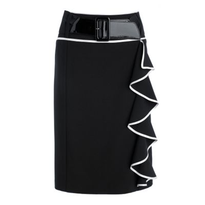 Black ruffle front skirt
