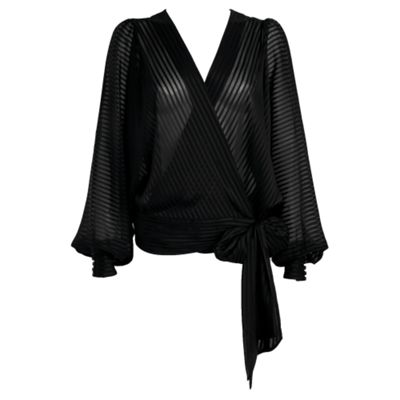 J by Jasper Conran Black stripe kimono sleeve wrap blouse