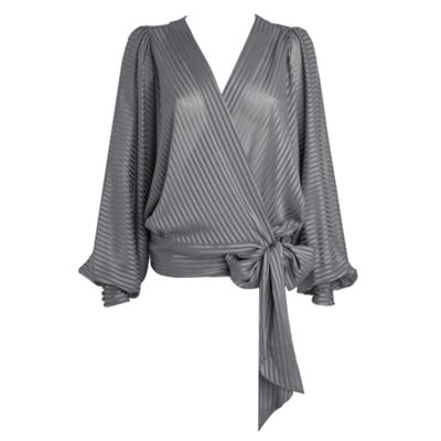 J by Jasper Conran Silver stripe kimono sleeve wrap blouse