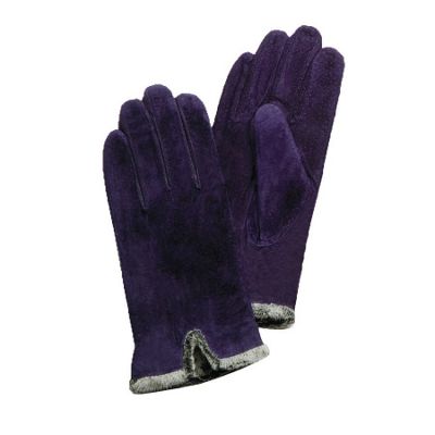 Purple contrast faux fur gloves