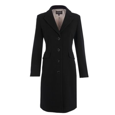 Black mid length cashmere blend coat