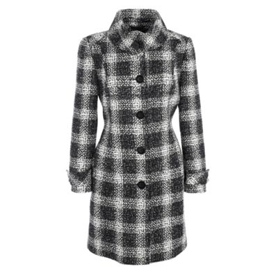 Grey boucle mid length coat