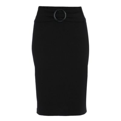 Collection Black jersey buckle front pencil skirt