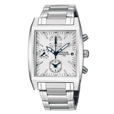 Pulsar Mens white square dial with bracelet strap