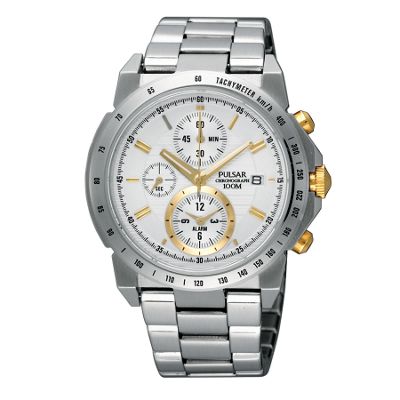 Pulsar Mens round white dial with bracelet strap
