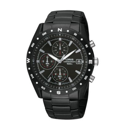 Lorus Mens black chronograph dial with bracelet